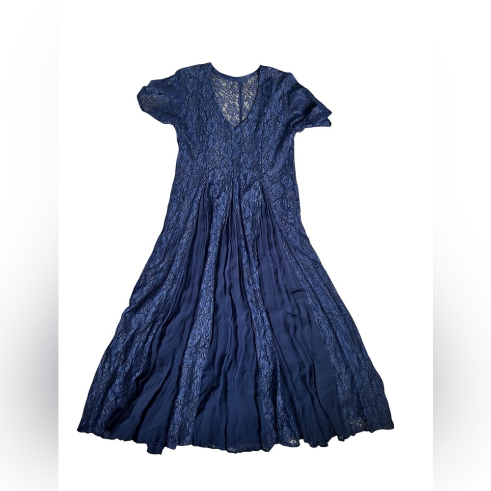 Sheer and Lace A-line Princess Dress in Navy Blue size S-M